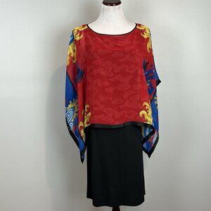 Very Vollbracht Colorful Dragon Print Dress Size Small Michaele Vollbracht Vtg